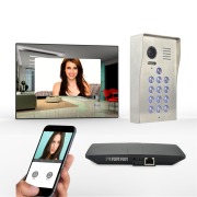 Wired video door phone works with wifi skybox