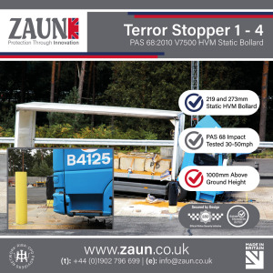 Terror Stopper 1 - 4  - PAS 68:2010 V7500 HVM Static Bollard