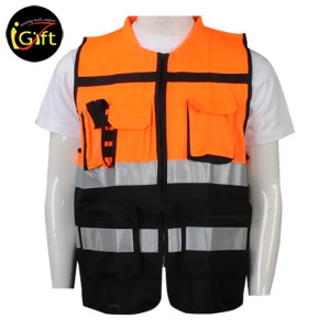 Eco-Friendly Reflective Vest High Visibility Orange Color Industrial Safety Reflective Vest Workwear