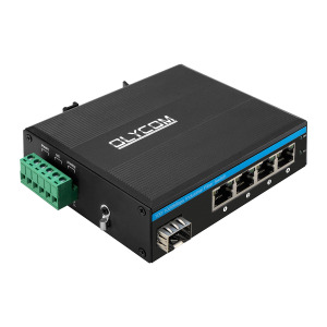 OLYCOM Harsh Outdoor 5-Port Gigabit Ethernet Fiber Converter Industrial DIN-Rail Network Switch IP40 Extreme Heat -40°～ 85°C