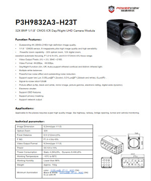 32X 8MP 1/1.8″ CMOS ICR Day/Night UHD Camera Module
